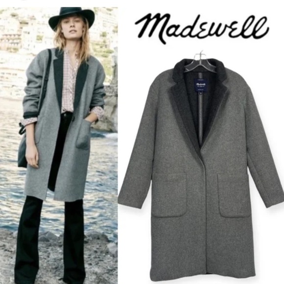 Madewell Monsieur Menswear Inspired Oversized Relaxed Wool Blend Coat - Picture 1 of 7